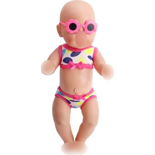 Doll clothes simple swimsuit 2 PCS suit fit 43 cm baby dolls and 18 inch Girl dolls accessories f168