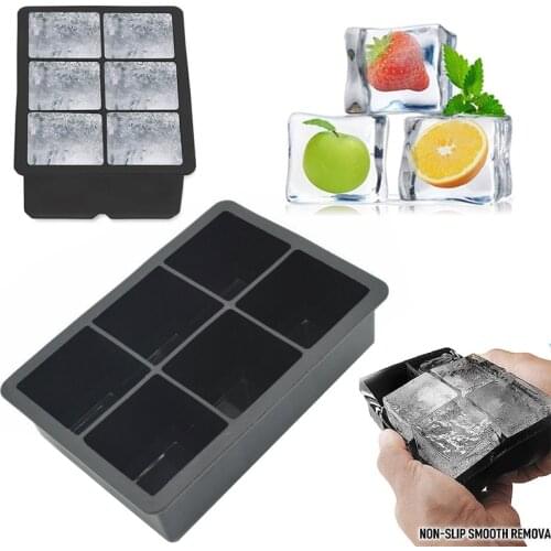 Ice Trays Easy-release Silicone & Flexible 6-ice Cubes Trays With Spill-resistant Removable Lid Bpa Free Kitchen Supply