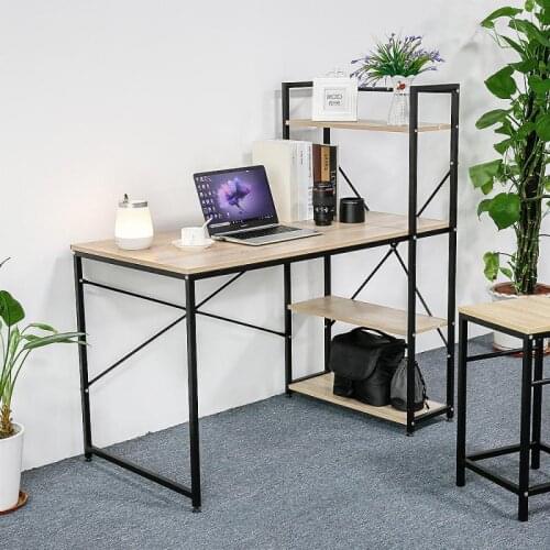 Steel-wood Structure Desk Practical Design Space Saving Multi-purpose Workbench For Work Study Storage Table With Bookshelf HWC