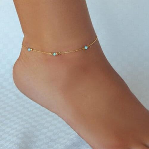 Cross-Border New Retro Simple Handmade Beaded European and American womens Pine Stone Anklet