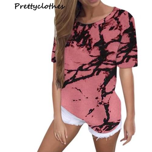 New Style Womens Tie-Dye Printed Top Short Sleeve Loose Top T-Shirt Female Summer Clothes For Women 2021 T-Shirts For Girls