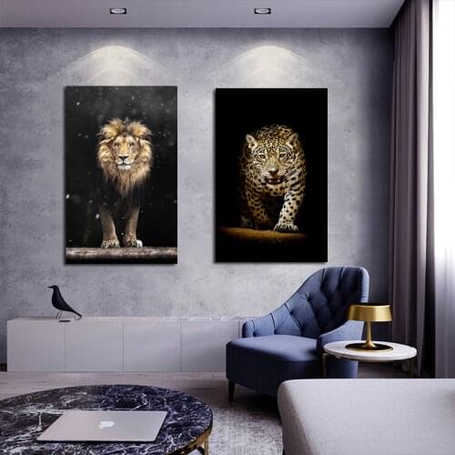 Africa Wildlife Roaring Lion Posters And Prints Black and White Animals Wall Canvas Paintings Pictures Living Room No Frame