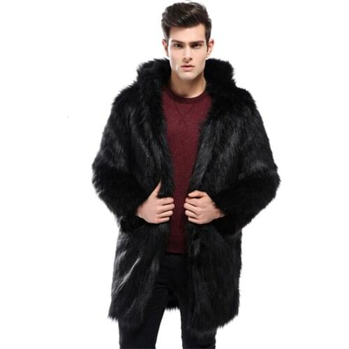 Hot Mens Fur coat Autumn and Winter Fur Coat long Thick Warm European and American imitation fur Mens clothing Size L-XXL XXXL