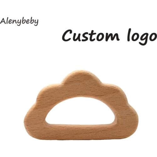 Custom logo Natural Wooden Cloud Shape Teether DIY Kids Teething chew Necklace Nursing molar Tooth baby Teether Nursing toys