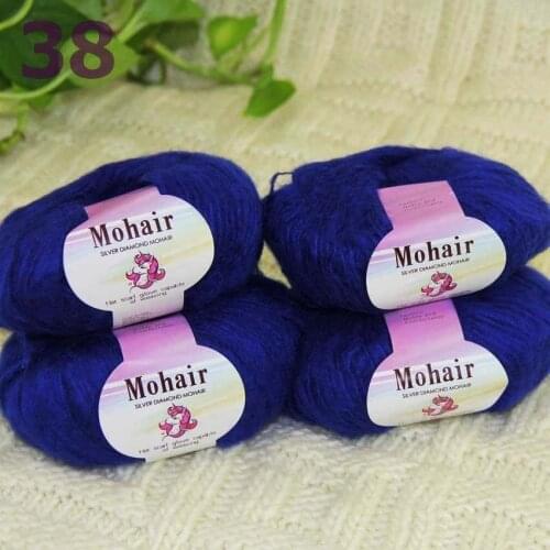 Sale New 4BallsX25g Luxury Soft Mohair Warm Wrap Shawl Hand Knit Crochet Yarn 291-38-4 RoyalBlue