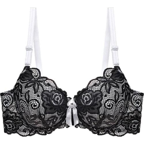 Plus Size Bra Sexy Bra Underwear Embroidery Women Underwear Black Bra Push Up Red Lace Plus Size 34 36 38 40 42 A B C Cup