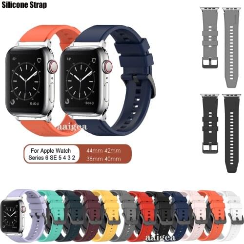 Silicone Sport Replacement Bracelet Band Strap For Apple Watch Series 6 SE 5 4 3 iWatch 44mm 40mm 38mm 42mm Wristband
