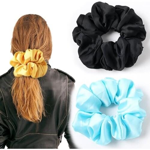 Large Scrunchie Satin Elastic Hair Bands Oversized Scrunchies Women Leopard Headband Ponytail Holder Hair Ties Hair Accessories