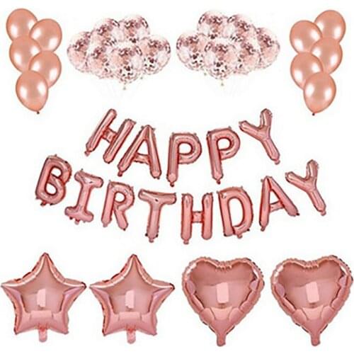 Rose Gold Happy Birthday Party Balloons Set Baby Shower Wedding Party Decoration Foil Balloons Air Ballons Globos Supplies