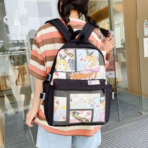 2021 Japanese Anime Print Girls Backpack Cool Teenage Students School Bag Large Waterproof Female Travel Shoulder Bags Mochila