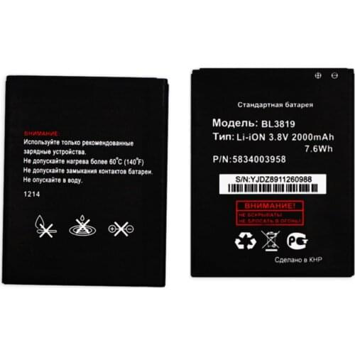 Original size replacement battery 2000mah 3.8v For BL3819 FLY IQ 4514 Quad EVO Tech 4 mobile phone batteries