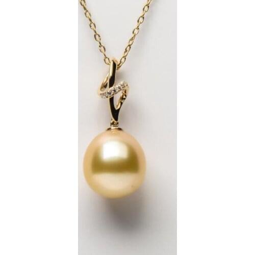 Gorgeous Golden South Sea Cultured Pearl Pendant Solid 14k Yellow Gold 11.6mm