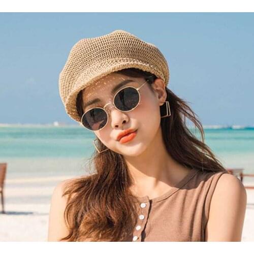 Fashion Octagonal Beret Women Sun Hat Painter Hat Outdoor Travel Beach Hat Light Breathable Women Summer Sun Visor Straw Hat