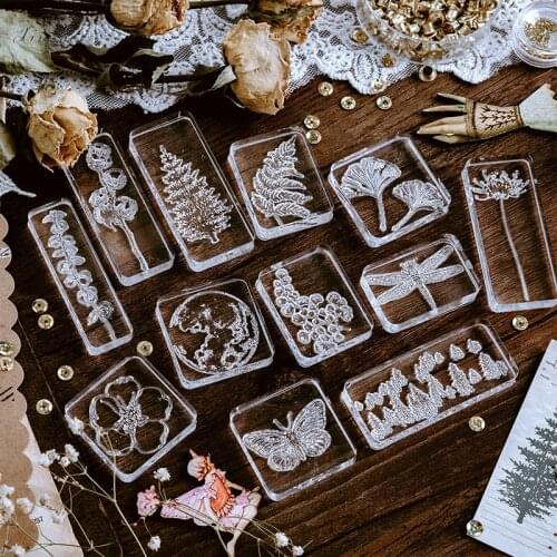 XINAHER Vintage moon eucalyptus leaf flower stamp DIY acrylic rubber stamps for stationery scrapbooking transparent stamps
