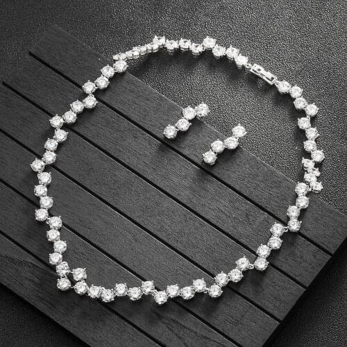 SINZRY Brand new luxury jewelry set white AAA cubic zircon Sweety bridal wedding choker necklace earring set