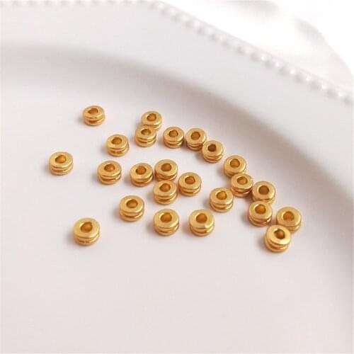 Dumb gold sand gold color double line bead wheel bead handmade loose bead DIY jewelry bracelet bracelet accessories