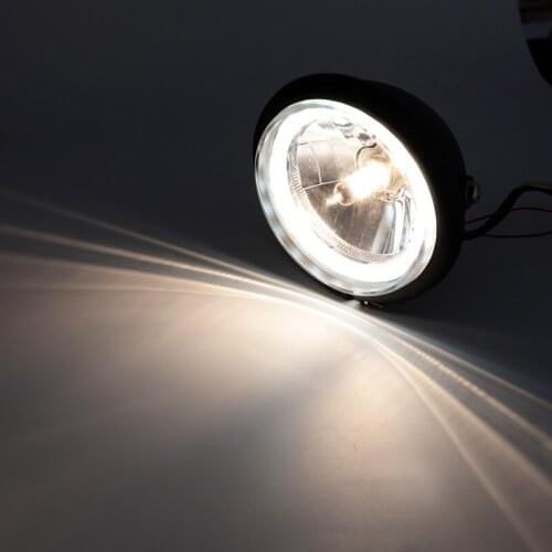 1 Pcs 12V 35W H4 Vintage Round Motorcycle Headlight LED Front Turn Headlamp Motorcycle Signal Light Lamp Flasher Universal