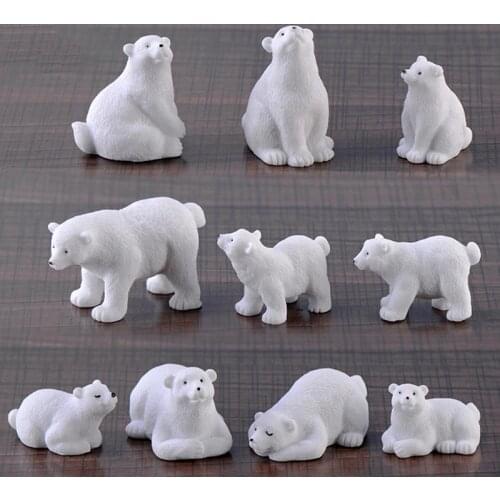 1PC Cute White bear Dogs Goose Resin MiniaturesBonsai Ornaments Animals Figurins Micro Landscape Decoration