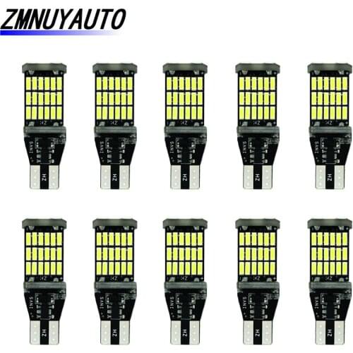 10PCS T15 W16W WY16W 45 SMD 4014 LED Canbus OBC Error Free 921 912 Bulbs Car Backup Light Auto Reverse Lamp Turn Signals DC12V