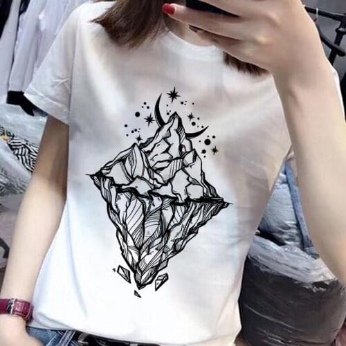2020 Summer Women Leisure T-shirt Harajuku Art pattern Printing Top Tshirt fashion Short Sleeve O Neck white clothing T shirt
