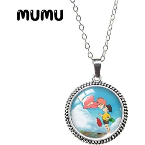 2020 New Ponyo and Sosuke Necklace Movie Vintage Pendant Round Glass Dome Jewelry Handmade Item