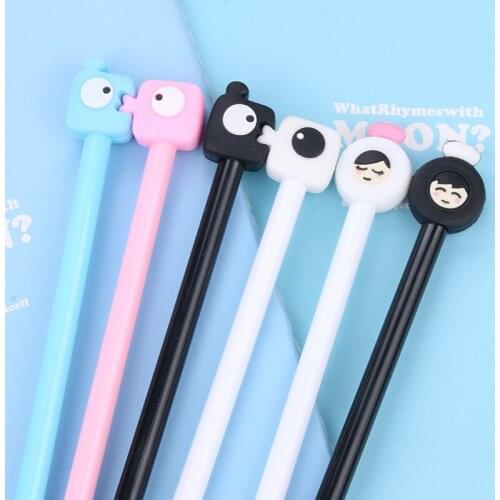 24 pcs Creative gel pen cute black and white student gift black core signature pen kawaii school supplies papelaria caneta