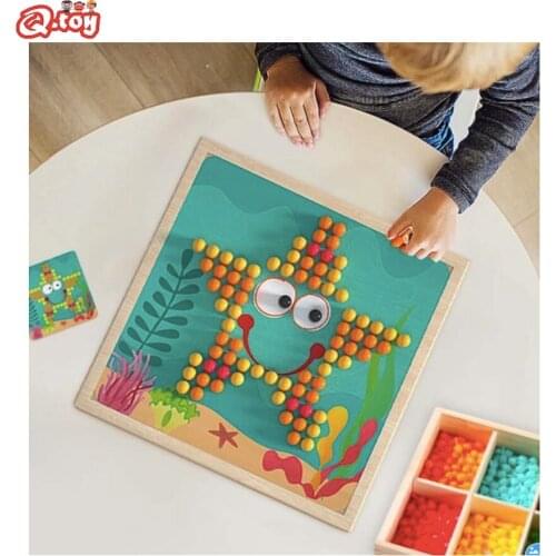 240pcs 3D Mushroom Nail mosaic intellectual creative toys child kid baby gift christmas new year Puzzle Games With Wood Storage