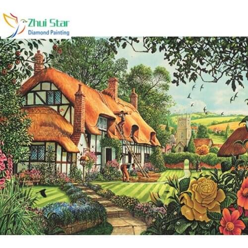 5D Diy Full diamond painting bead embroidery cross stitch kit diamond mosaic Cottage landscape needlework decoration art gx