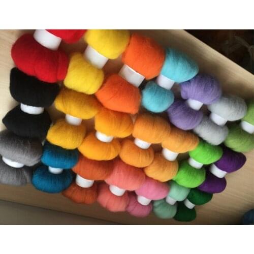70s DIY merino combed 100% wool felting needle wool fiber 10g/21pcs/lot