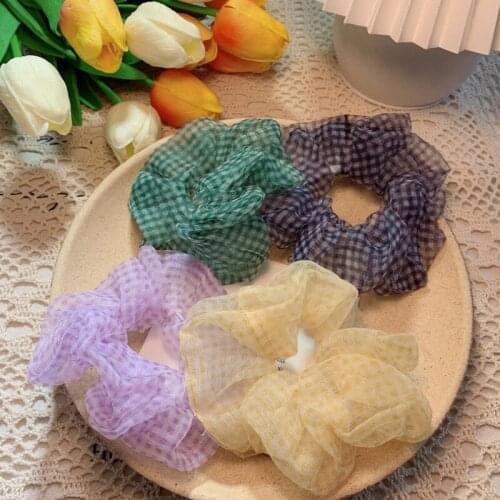 Korean Kids Headwear Girls Hair Tie Vintage Plaid Scrunchies Ponytail Hair Child Holder Rope Hair Accessories99