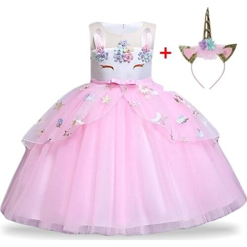 Children Fancy Carnival Costumes For Kids Easter Dress Flower Girls Wedding Dress Unicorn Party Dress For Girls Princess Dress