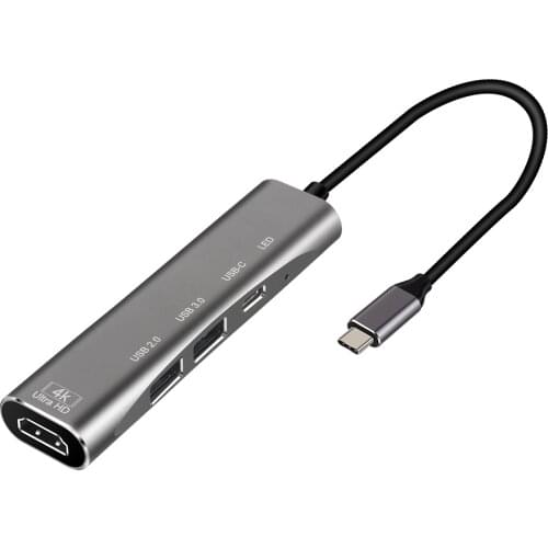 Tccmebius Laptop Docking Stations 4in1 Type-C HUB to USB-C USB3.0 1080P HDMI PD High Transmission Rate Converter for PC Notebook