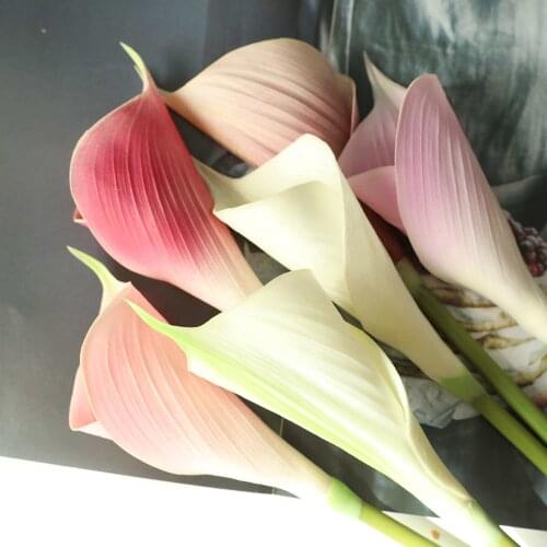 PU Artificial Flowers Real touch Calla lily branch Fake Flower Bouquet NS Style Model Table Home Wedding Decoration Fall Decor
