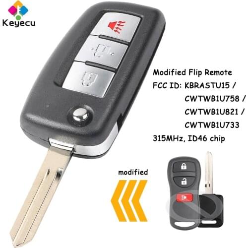 KEYECU Replacement Upgraded Remote Key - 315MHz & ID46 Chip - FOB for Nissan for Infiniti FX35 FX45 FCC ID: KBRASTU15 CWTWB1U733