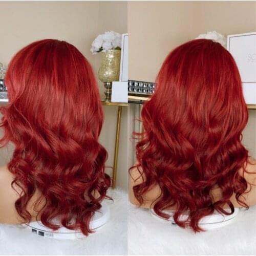 Short Wavy Lace Front Human Hair Wigs With Baby Hair Red Remy Hair Lace Wig Preplucked For Women Daily Use Free Part Lace Wigs