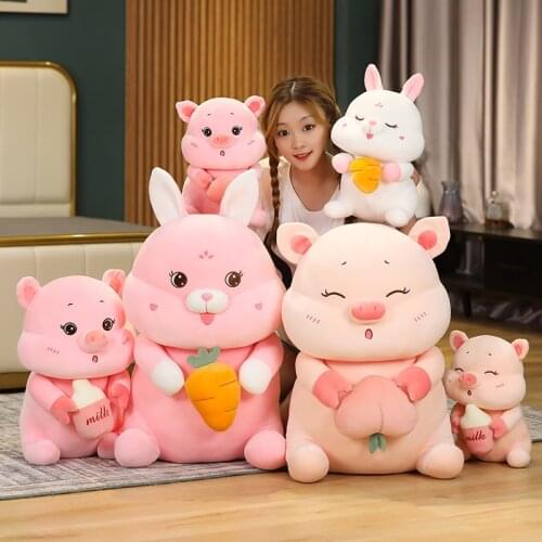 35-70CM Creative Rabbit Pig Dog Doll Plush Toy Stuffed Animal Dolls Baby Piggy Kids Appease Pillow Girls Birthday Chrismas Gift