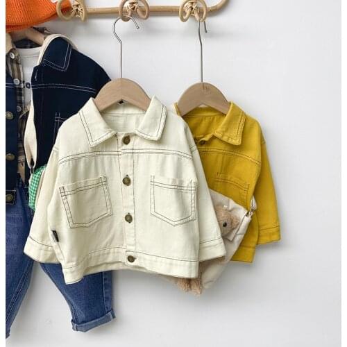 2-7 Years Boy Children Jacket Autumn Korean Casual Color Soft Denim Shirt Jacket for Baby Boys Kids Clothing Toddler Jacket New