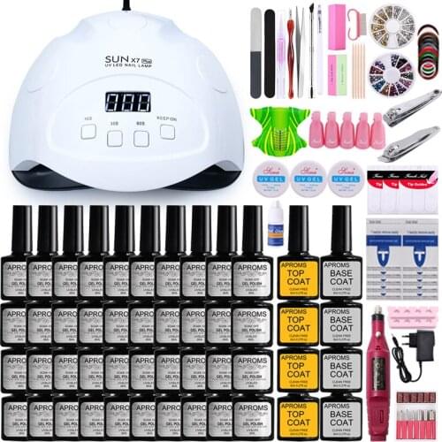 Manicure Set Nail Kit Nail Set Soak Off Nail Gel Polish Electric Nail Drill Machine 84W UV LED Nail Lamp Dryer Nail Salon Kit