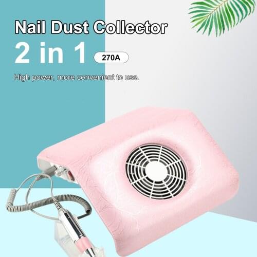 2021 New 2 in 1 Nail Dust Collector Nail Drill Machine Dust Suction Cleaner Nails Art Salon Tools 3 Dust Bags Manicure Machine