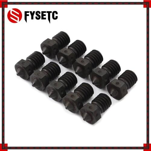 10pcs V6 Nozzles Hardened Steel For High Temperature 3D Printing PEI PEEK Carbon Fiber Filament For E3D Titan Aero Hotend