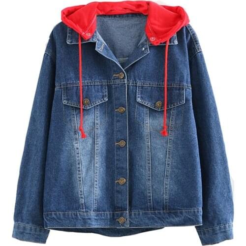 Spring new European and American fashion hooded back jacket printed denim jacket, was thin wild jacket women