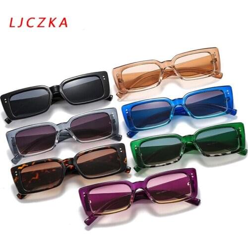 Retro Rectangle Sunglasses For Women Fashion Rivet Designer Sun Glasses Ladies Summer Eyewear Oculos Lunette De Soleil UV400