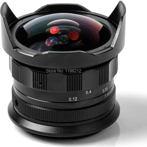 ZLKC 7.5mm F/2.8 Micro single Camera Fisheye Lens 180 Degree Angle M4/3 Mount for camera NEX FX EOS-M N1 P/Q for Sony E-mount