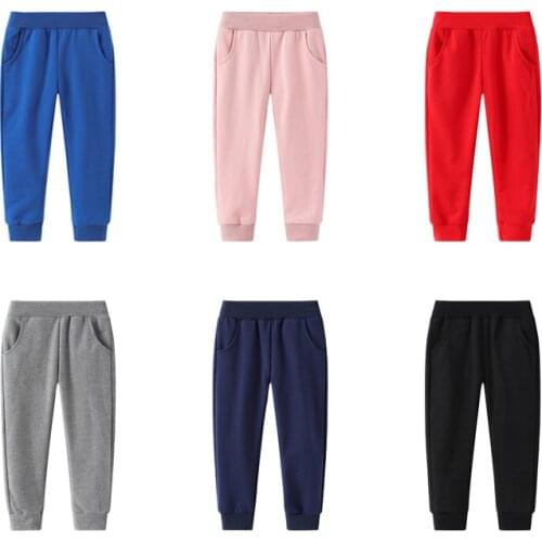 Solid Color Toddler Boys Girls Sweat Pant Cotton Elastic Waist Kids Trousers Childrens Clothes