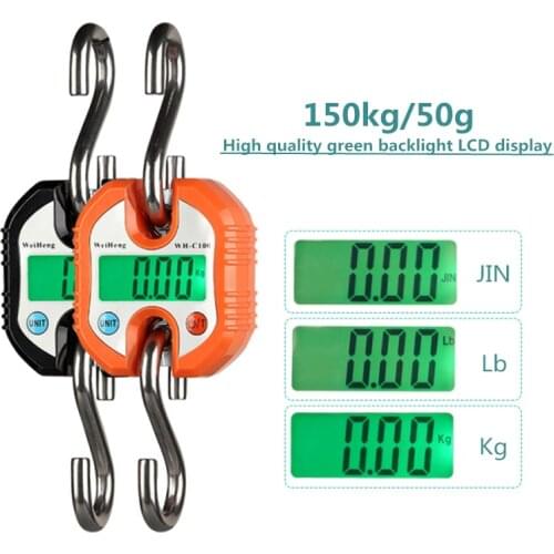 Crane Scale 150kg 50g Heavy Duty Hanging Hook Scales Portable Digital Stainless Steel Luggage Weight Scales 40%off