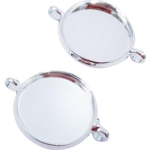 Silver Plated 1000piece 10mm 12mm 14mm 16mm 18mm 20mm 25mm Round Bezel Blank Links Connectors Pendant Trays Settings PT43