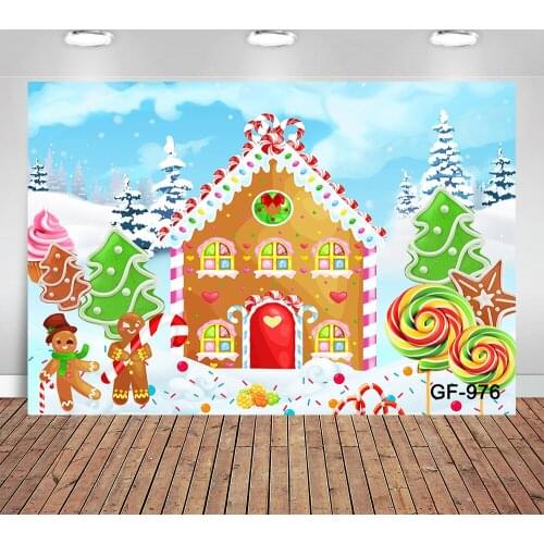 Christmas Gingerbread House Backdrop for Party Winter Merry Xmas Candy Gifts Photography Background Santa Baby Shower Birthday