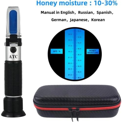 Handheld Design 10-30% water Honey Refractometer with calibration ATC refractometer Honey moisture meter