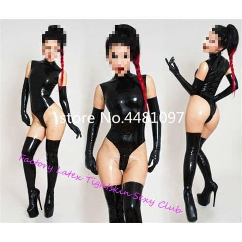 Sexy Costumes For Women Latex Rubber Sexy Sleeveless Bodysuits with Gloves&Socks Sexy Latex Catsuit Leotard Clothing Custom Made
