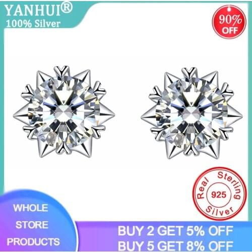 With Certificate Original 925 Silver Stud Earrings Heart Claws Natural 2 Carat Zirconia Diamond Earrings Women Wedding Gift E829